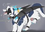 aren_(luterre) bdsm blindfold bodily_fluids bondage bondage_gear bound chain chastity_cage chastity_device claws collar cuff_(restraint) cum cum_on_tongue dragon feral fur furred_dragon furred_scalie gag genital_fluids genitals hi_res horn horn_tag leash leashed_collar luterre male mythological_creature mythological_scalie mythology penis restraints ring_gag scalie snout solo tail tongue tongue_out wingbinders wings