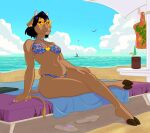 animal_humanoid anthro beach bikini bikini_top bovid bovid_humanoid bovine bovine_humanoid cattle_humanoid clothing dark_hair eyewear female furs0up_nsfw hooves humanoid mammal mammal_humanoid pinup pose sea solo sunglasses swimwear two-piece_swimsuit water
