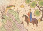 1460 15th_century ambiguous_gender ancient_art avian avian_feet beak cloak clothing crown english_description equid equine feathers feral group headgear hooves horse human kalila_wa_dimna looking_at_another low_res male mammal multicolored_body multicolored_feathers not_furry outside plant reins riding_horse rock saddle sitting standing tail traditional_media_(artwork) tree trio unknown_artist wearing_crown