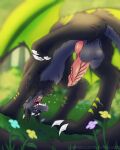 4:5 animal_genitalia arm_tuft backsack balls bent_legs blurred_background blurred_character bodily_fluids chest_tuft claws digital_drawing_(artwork) digital_media_(artwork) drooling elbow_tuft erection fangs feral fluffy fluffy_ears fluffy_tail fur genital_fluids genitals grey_body hair hi_res horn hoshka knot knotted_penis leaking_precum looking_at_viewer low-angle_view male mammal markings multicolored_body nude open_mouth penis precum raised_leg ridged_knotted_penis ridged_penis saggy_balls saliva scar simple_background smile solo tail teeth text throat tongue tuft two_tone_body url wings