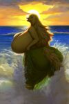 2026 anthro big_breasts bikini blonde_hair breasts canid canine canis clothing cloud domestic_dog female female_anthro fingers fur green_clothing hair hair_over_eyes hi_res huge_breasts hyper hyper_breasts liodimor lucy_tengel_von_braza_(liodimor) mammal sea sky solo sun swimwear tail thick_thighs two-piece_swimsuit water yellow_body yellow_fur yellow_sky yellow_tail