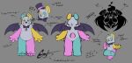 alternate_form anthro bat bear bow_tie clothing digital_drawing_(artwork) digital_media_(artwork) english_text fangs featureless_crotch fur gambit_(gearwurk) gearwurk giant_panda half-closed_eyes hat headgear headwear heterochromia hi_res hybrid male mammal model_sheet multicolored_body multicolored_fur narrowed_eyes solo standing teeth text top_hat wings