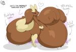 2026 absurd_res anthro arm_tuft belly big_belly big_breasts big_butt black_sclera breast_tuft breasts brown_body brown_fur butt cotton_tail digital_drawing_(artwork) digital_media_(artwork) english_text eyelashes female female_anthro floppy_ears fur generation_4_pokemon guzzlord420 hand_on_belly heart_symbol hi_res holding_belly huge_belly huge_breasts huge_butt hyper hyper_belly hyper_breasts hyper_butt hyper_pregnancy leg_markings leg_tuft lop_ears lopunny markings multicolored_body multicolored_fur navel nintendo outie_navel pink_eyes pink_nose pointy_nose pokemon pokemon_(species) pregnant shake_lines short_tail side_view sloshing_belly smile socks_(marking) solo tail tan_body tan_fur text thick_thighs thigh_tuft tuft two_tone_body two_tone_fur wrist_tuft