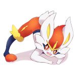 2021 4rurui all_fours ambiguous_gender anthro ass_up bent_over bent_over_with_legs_held_straight biped buckteeth cinderace fur generation_8_pokemon hi_res jack-o'_pose nintendo open_mouth open_smile pokemon pokemon_(species) pose pupils red_body red_eyes red_fur signature simple_background smile solo standing teeth white_background white_body white_fur white_pupils white_sclera yellow_inner_ear