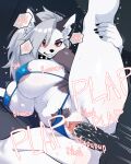 4:5 anthro areola areola_slip bikini biped breasts canid canid_demon canine censored clothed clothing demon female female_penetrated gayoku_midara genitals hellaverse hellhound helluva_boss hi_res loona_(helluva_boss) male male/female male_penetrating mammal mythological_canine mythological_creature mythology penetration penile penile_penetration pubes pupils raised_leg red_eyes sex spread_legs spreading swimwear two-piece_swimsuit vaginal vaginal_penetration vulva white_body