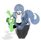 2024 4_fingers ambiguous_gender animal_humanoid bangs bent_arm big_breasts biped black_choker black_clothing black_fingerless_gloves black_gloves black_handwear black_jewelry black_nails black_necklace blue_clothing blue_eyes blue_hair blue_hoodie blue_spikes blue_tail blue_topwear bodily_fluids bottomwear breasts chest_piercing choker cigarette cleavage clothed clothed_female clothed_humanoid clothing collarbone colored_nails dark_pants digital_media_(artwork) dragon dragon_humanoid duo ear_piercing ear_ring eyebrow_through_hair eyebrows eyelashes eyelashes_through_hair facial_piercing female female_humanoid fingerless_gloves fingers front_view fully_clothed fully_clothed_female fully_clothed_humanoid glistening glistening_eyes glistening_hair gloves green_arms green_body green_face green_hands green_legs hair hair_between_eyes hand_on_hip hand_on_own_hip handwear hi_res holding_cigarette holding_object hoodie humanoid humanoid_hands jewelry kame-chan_(omeok911) korean_description leaning leaning_forward legs_together lip_piercing lip_ring looking_at_viewer meckmeck00124 mythological_creature mythological_scalie mythology nails necklace open_mouth open_smile pants piercing portrait ring_piercing scalie sharp_teeth short_hair simple_background smile smiling_at_viewer smoke spiked_tail spikes spikes_(anatomy) standing sweat sweatdrop tail teeth three-quarter_portrait topwear translucent translucent_hair tremble_lines white_background white_body white_breasts white_ears white_face white_fingers white_neck zipper zipper_hoodie zipper_topwear