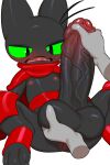 absurd_res ambiguous_gender anthro anus areola balls biped blush cape cartoon_network clothed clothing disembodied_hand domestic_cat duo felid feline felis fingers flesh_fang fur genitals glans green_sclera hi_res holding_balls humanoid_genitalia humanoid_penis lying male mammal mao_mao:_heroes_of_pure_heart nipples on_back open_mouth penis pupils sheriff_mao_mao_mao simple_background slit_pupils tongue xvx_magenta