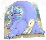 2_horns 3_claws anus aroused back_spikes belly big_butt black_eyes blowing_hearts blue_body blue_butt blue_scales blue_skin blush blush_lines bodily_fluids butt butt_focus claws digital_media_(artwork) digitigrade dragon female female_feral feral genital_fluids genitals head_spikes heart_reaction heart_symbol hi_res horn llametsul long_tail looking_at_viewer looking_back lying monotone_tail multicolored_body mythological_creature mythological_scalie mythology nude nude_female on_front pawpads pink_inner_ear plump_labia presenting presenting_anus presenting_hindquarters presenting_vulva puffy_anus pupils quadruped raised_tail rear_view scales scalie signature snout solo sparkles sparkling_eyes spiked_tail spikes spikes_(anatomy) spread_legs spreading star steam_sale_dragon tail tan_anus tan_belly tan_body tan_scales tan_vulva tapering_tail thick_thighs two_tone_body vaginal_fluids vaginal_fluids_on_vulva valve ventral_scales vulva white_pupils wide_hips wings