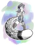 absurd_res anthro big_tail black_clothing black_legwear black_thigh_highs blue_clothing blue_panties blue_underwear blush bottomwear clothed clothing embarrassed eyewear felid female glasses hi_res huge_tail legwear looking_back mammal miniskirt odessa_weird pantherine panties panty_shot pattern_bottomwear pattern_clothing pattern_panties pattern_underwear pulling_down_skirt rear_view school_uniform shio-bari skirt snow_leopard solo squish standing striped_bottomwear striped_clothing striped_panties striped_underwear stripes tail tail_under_skirt thigh_highs thigh_squish underwear uniform wardrobe_malfunction wearing_glasses