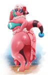 accessory anthro anthrofied arizona_iced_tea beach beverage_can big_breasts big_butt bikini bodily_fluids bovid breasts butt butt_pose caprine clothing cloven_hooves eyewear female flaaffy flower flower_in_hair generation_2_pokemon hair hair_accessory hi_res hooves looking_at_viewer looking_back looking_back_at_viewer mammal neck_tuft nintendo plant pokemon pokemon_(species) pokemorph pose sea seaside smile solo squabblecat sunglasses sweat sweaty_butt swimwear tail thick_tail tuft two-piece_swimsuit water wearing_sunglasses white_hair wool_hair