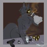 1:1 absurd_res animal_genitalia animal_penis breath canid canine canine_genitalia canine_penis canis drug_abuse drug_usage fox genitals glock glock_19 gun handgun hazed01 hi_res male mammal paint panting penis pistol ranged_weapon solid_wolf spray_paint weapon wolf