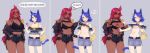 2026 absurd_res animal_humanoid areola blush bottomwear bra breasts claws clothed clothed_female clothed_humanoid clothing digital_drawing_(artwork) digital_media_(artwork) duo felid felid_humanoid feline feline_humanoid female fingers front_view fully_clothed fully_clothed_female fully_clothed_humanoid hair heterochromia hi_res humanoid looking_at_viewer mammal mammal_humanoid navel nipples pakusta simple_background skirt standing tail topwear underwear
