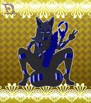 absurd_res accessory animal_genitalia animal_penis anthro balls big_balls big_penis black_body blue_eyes collar derthevaporeon felid feline feline_genitalia feline_penis femboy genitals hair hair_accessory hi_res huge_balls kelux_hybridge long_hair male mammal markings mau_(pal) metal_collar pal_(species) palmorph palworld penis pocketpair solo spread_legs spreading