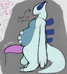 2026 anthro balls big_balls big_penis big_tail bodily_fluids digital_media_(artwork) drawpile_(artwork) dripping generation_2_pokemon genital_fluids genitals holding_belly legendary_pokemon lugia male musk musky_penis nintendo penis pent_up pokemon pokemon_(species) precum precum_drip pseudokym scalie sexual_frustration slightly_chubby solo sweat sweaty_genitalia tail tapering_penis text thick_thighs