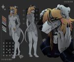 absurd_res anthro black_nails blonde_hair breasts canid canine canis choker colored_nails digit_ring domestic_dog ear_piercing ear_ring feet female fur galgo galgo_espanol genitals green_eyes grey_body grey_fur greyhound hair hi_res hunting_dog jewelry kaiwhero mammal montesa_(higalgo) nails necklace nude paws piercing pubes ring ring_piercing sighthound small_breasts solo spanish_greyhound standing tail toe_ring toes vulva white_body white_fur