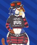 2026 anthro belt big_ears boobfan06 bottomwear bucket_hat calico_cat clothing collar colored_sketch digital_drawing_(artwork) digital_media_(artwork) domestic_cat ear_piercing ear_ring electronics epic_games eyeshadow eyewear felid feline felis female fish_hook flat_colors fortnite half-length_portrait hat headgear headwear hi_res holding_object holding_phone hook logo_on_shirt makeup mammal meow_skulls metalhead_meow_skulls midriff pattern_background pattern_bottomwear pattern_clothing pattern_shorts phone piercing plaid plaid_bottomwear plaid_clothing plaid_shorts portrait ring_piercing selfie shirt shorts simple_background sketch solo spiked_collar spikes striped_background striped_sleeves sunglasses thick_thighs topwear undershirt yellow_eyes