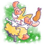 1:1 2025 accessory ambiguous_anthro ambiguous_gender annyui0611 anthro biped blush blush_stickers braixen canid cute_fangs digital_drawing_(artwork) digital_media_(artwork) digitigrade dipstick_tail english_text fangs food front_view full-length_portrait generation_6_pokemon hair_accessory hair_tie hi_res japanese_description looking_at_viewer mammal markings nintendo open_mouth open_smile pokemon pokemon_(species) portrait shrimp_(food) simple_background smile snout solo star_polygon tail tail_markings teeth text throwing translated_description