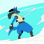 1:1 2026 anthro bone fur generation_4_pokemon hi_res holding_bone holding_object lucario male mouth_closed nintendo pokemon pokemon_(species) reagan700 solo spikes standing tail