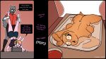 16:9 anthro blank_expression blonde_hair brown_body canid canine canis character_prepared_as_food comic cooking cooking_vore corpse death duo empty_eyes english_text execution expressionless female female/female food gore green_eyes grey_body hair hard_vore hi_res hopper_popper lagomorph leporid mammal meat milky_rivas pink_body platter rabbit sauce snuff text vekdal21 vore widescreen wolf