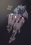 490_(artist) 5_fingers air_vent blue_torso curvy_figure feet female fingers glowing glowing_eyes green_eyes gundam gundam_aerial hi_res machine mecha mobile_suit mobile_suit_gundam mobile_suit_gundam_the_witch_from_mercury not_furry red_feet robot robotic_arms robotic_legs robotic_limbs solo space space_station spread_fingers star thick_thighs thrusters white_body wide_hips zero_gravity