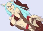 2021 ammo_belt anthro bikini bikini_top candy canid canine canis clothing coyote dessert female food hair halalaika hi_res lollipop mammal simple_background sol_(halalaika) solo swimwear teal_eyes teal_hair two-piece_swimsuit
