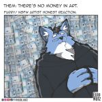1:1 anthro black_hair blue_body blue_fur breaking_bad canid canine canis clothing digital_drawing_(artwork) digital_media_(artwork) eijie_nutz english_text eyebrows_(marking) eyes_closed eyewear fangs fur glasses hair hands_together head_tuft hi_res high-angle_view hoodie inner_ear_fluff lying male mammal meme money multicolored_body multicolored_fur on_back philippines pointy_ears solo teeth text topwear tuft two_tone_body two_tone_fur unnamed_character wearing_glasses white_body white_fur wolf
