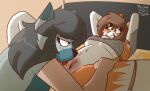 anthro bed bedroom_eyes bikini bikini_top blue_eyes blush blush_lines bodily_fluids body_blush breasts canid canine clitoral_hood clitoris clothing cunnilingus domestic_cat duo felid feline felis female female/female fingers fluffy fur furniture genital_fluids genitals green_eyes grey_(tleatlnox59) heterochromia hi_res looking_at_another looking_pleasured mammal medium_breasts medium_hair narrowed_eyes navel on_bed oral orange_body pink_eyes seductive sex smile spread_legs spreading swimwear tiffany_(tleatlnox59) tleatlnox59 tongue tongue_out two-piece_swimsuit vaginal vaginal_fluids vulva vulva_blush white_body white_fur