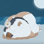 1:1 anthro bear belly big_belly big_butt bigtimekudo blizzard_entertainment bottomwear butt clothed clothing fur hi_res huge_belly human looking_at_viewer male mammal mask navel obese obese_anthro obese_male overwatch overweight overweight_anthro overweight_male polar_bear roadhog_(overwatch) smile solo tail thick_thighs ursine white_body white_fur wide_hips