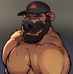 anthro back_muscles barazoku bear beard bedroom_eyes biceps big_muscles big_pecs black_beard black_body black_clothing black_eyebrows black_facial_hair black_fur black_hair black_hat black_headwear black_mustache black_sideburns brown_body brown_fur clothed clothing eyebrows facial_hair flirting flirting_look flirting_with_viewer fur grin grinning_at_viewer hair hat headgear headwear hi_res looking_at_viewer male mammal manly mature_anthro mature_male muscular muscular_anthro muscular_arms muscular_male mustache narrowed_eyes pecs scruffy_(scruffybeast) seducing_viewer seductive shadow sideburns smile smiling_at_viewer smirk smirking_at_viewer solo thick_arms thick_eyebrows topless topless_anthro topless_male ursine zarockthewolf