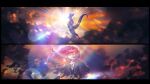 16:9 alien alien_humanoid animal_humanoid anthro battle cinematic cloud cloudy_sky duo energy_beam female first_person_view flying golden_markings hi_res human humanoid kesper linked-memories male mammal olivier_(orion's_rejects) purple_body reptile reptile_humanoid scalie scalie_humanoid sky split_screen widescreen