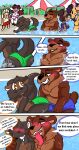 absurd_res anthro bear bodily_fluids butt clothing comic comicpage covering_butt createdbyniya dialogue drooling duo english_text flirting hi_res male male/male mammal mustelid otter otter_tail otteraddiction ozzy(createdbyniya) page_number profanity saliva splash splashing_water swimming_pool text tongue tongue_out water wet wet_body wet_clothing woodytheburr