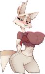 2026 anthro big_breasts big_ears bigdad blush breast_squish breasts canid canine cheek_tuft chest_tattoo countershade_face countershade_torso countershading digital_drawing_(artwork) digital_media_(artwork) ear_piercing eyelashes facial_tuft fany_(foxdee) female female_anthro fox hand_on_breast hand_tattoo hi_res holding_breast huge_breasts looking_away mammal midriff narrowed_eyes navel open_mouth open_smile pale_fur piercing side_butt simple_background small_waist smile solo squish tail tattoo teasing thick_thighs tuft white_background wide_hips