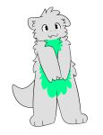 anthro arms_in_front biped dragon floppy_ears fur green_body green_fur grey_body grey_fur hi_res male mythological_creature mythological_scalie mythology scalie snuffles solo standing teeth toothy_grin
