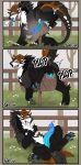 absurd_res andromorph anus balls blue_eyes blue_penis breeding_mount comic erection farm felkin feral genitals hi_res horn intersex penis sex solo tail walgon