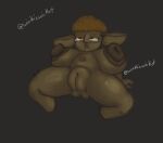 absurd_res belly big_breasts breasts brown_body crouching dark_body dark_skin female genitals goblin hands_behind_back hi_res huge_breasts hyper hyper_breasts large_nose navel nipple_donuts overweight plump_labia shortstack shortstack_female small_body solo thick_thighs vulva winkiewinket