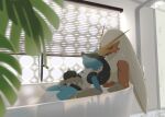 2023 anthro bathing bathing_together bathtub blaziken blue_body blue_fur day digital_media_(artwork) duo eyes_closed fur generation_3_pokemon generation_4_pokemon hair hi_res inside long_hair lucario male male/male multicolored_body multicolored_fur netiel nintendo open_mouth pokemon pokemon_(species) smile two_tone_body two_tone_fur water wet white_body white_fur