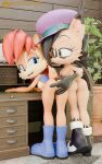 3d_(artwork) 5:8 anal anal_fingering anthro anthro_on_anthro archie_comics bent_over boots breasts butt chipmunk clothed clothing desk digital_media_(artwork) duo felid feline female female/female fingering footwear furniture genitals ground_squirrel headgear headwear hi_res interspecies lynx mammal mostly_nude_anthro mostly_nude_female nicole_the_lynx on_desk partially_clothed penetration rodent sally_acorn sallyxnicole sciurid sega shoes sonic_the_hedgehog_(archie) sonic_the_hedgehog_(comics) sonic_the_hedgehog_(series) table topwear unknowndata vaginal vaginal_fingering vaginal_penetration vest vulva