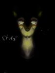 3:4 anthro asian_small-clawed_otter bodily_fluids canid canine canis chase_hunter dark duo echo_(game) echo_(series) echo_project glowing glowing_eyes hi_res horror_(theme) leo_alvarez looking_aside low_light male male/male mammal mustelid otter red_wolf river_otter rudolph4444 scared solo sweat text wolf