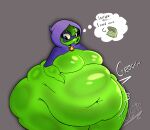 2026 belly belly_overhang big_belly big_breasts black_eyes blue_mask breasts cape clothing colored dialogue digtial_drawing_(artwork) electronic_arts elemental_creature elemental_humanoid english_text eyebrows eyelashes female flora_fauna green_body green_eyebrows green_hair green_shadow grey_background groan groaning_belly hair hi_res hood huge_belly huge_breasts huge_thighs humanoid hyper hyper_belly hyper_thighs leaf leaf_arms leaf_hair mask morbidly_obese morbidly_obese_female morbidly_obese_humanoid motion_lines mr._bite navel not_furry obese obese_female obese_humanoid onomatopoeia overweight overweight_female overweight_humanoid peashooter_(pvz) plant plant_hair plant_humanoid plants_vs._zombies plants_vs._zombies_heroes popcap_games portrait pseudo_hair purple_cape purple_clothing purple_hood shaded signature simple_background siphon_(anatomy) solo sound_effects text thick_thighs thought_bubble three-quarter_portrait three-quarter_view yellow_sclera