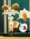 accident anthro anus blpanda canid canine chest_fur clenched_teeth desperation feces feces_in_ass feces_pile female fennec_fox fox fur genitals green_eyes hi_res mammal navel poop_desperation pooping pooping_on_floor popy solo tan_body tan_fur teeth thought_bubble toilet_paper true_fox vulva
