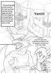 bandai_namco comic dialogue digimon digimon_(species) dorumon dragon english_text eyewear fanmon glasses guilmon hair hi_res home janus_the_dorumon male monochrome mythological_creature mythological_scalie mythology reptile scalie sol_the_guilmon text voidtails x-digimon