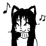 1:1 ^_^ animated animated_gif anonymous_artist anthro black_hair clothing domestic_cat eyes_closed felid feline felis female hair happy lily_white low_res mammal monochrome music short_playtime smile solo sweater topwear turtleneck vibing