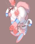 2026 absurd_res after_sex after_vaginal animal_genitalia animal_vulva blue_eyes blush blushing_profusely bodily_fluids brown_background canine_genitalia canine_vulva cum cum_in_vagina cum_inside cum_string digital_drawing_(artwork) digital_media_(artwork) disembodied_penis duo eeveelution female female_feral female_focus feral feral_focus fur generation_6_pokemon genital_fluids genitals glistening glistening_pawpads hi_res leg_markings lunargent male male/female markings moan multicolored_body multicolored_fur nintendo onomatopoeia pawpads penis pink_body pink_fur pink_vulva pokemon pokemon_(species) pull_out quadruped rear_view ribbons_(anatomy) shaded simple_background socks_(marking) soft_shading solo_focus sound_effects sylveon text upside_down vaginal_fluids vulva white_body white_fur