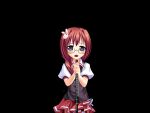  1girl black_background blue_eyes blush braid breasts collared_shirt cowboy_shot flute fumizuki_yukari fuuka_school_uniform_(hara_hara!!) game_asset glasses hair_intakes hair_ornament hair_over_shoulder hara_hara!! holding holding_flute holding_instrument instrument large_variant_set long_hair looking_at_viewer miniskirt necktie non-web_source official_art open_mouth pink_skirt pleated_skirt puffy_short_sleeves puffy_sleeves rabbit_hair_ornament rabbit_ornament raised_inner_eyebrows red_hair red_necktie school_uniform self-datamine sena_mirai_(hara_hara!!) shirt short_sleeves sidelocks simple_background skirt small_breasts solo standing tachi-e variant_set vest white_shirt 