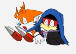 archie_comics artist_name black_hair boots canid canine clothing duo el_ages eyelashes eyes_closed female footwear fox fur gloves hair handwear hi_res li_moon male male/female mammal miles_prower orange_body orange_fur red_body red_fur sega shoes simple_background sitting sleeping sonic_the_hedgehog_(archie) sonic_the_hedgehog_(comics) sonic_the_hedgehog_(series) text white_background