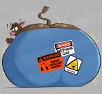 2026 2_horns absurd_res anthro big_butt bodily_fluids bottomwear bovid bovine brown_body brown_fur butt butt_cleavage butt_focus butt_shot cattle clothed clothing danger_sign denim denim_bottomwear denim_clothing digital_drawing_(artwork) digital_media_(artwork) english_text exclamation_point fart fart_fetish female freckled_butt freckles fur gassipons grey_background hi_res horn huge_butt humor hyper hyper_butt imminent_fart jeans looking_back mammal musk pants raised_tail rear_view rumbling_butt simple_background sitting smelly_butt solo sticker_on_butt sweat sweaty_butt tail text tight_bottomwear tight_clothing tight_jeans tight_pants warning_sign wide_eyed