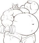 2025 4_fingers anthro belly big_belly big_muscles big_pecs bottomwear bowie_(mrbowiec) canid canine canis clothing domestic_dog dumbbell fingers flexing flexing_bicep herding_dog hi_res male mammal mrbowiec musclegut muscular muscular_anthro muscular_arms muscular_male pastoral_dog pecs shorts solo standing weights welsh_corgi