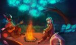 5:3 accessory acoustic_guitar anthro aquatic back_spikes backlighting bag bard bottomwear campfire canid canine claws clothed clothing criss-cross digital_media_(artwork) druid dungeons_and_dragons duo fangs feet finger_claws fire fireplace floppy_ears fluffy fluffy_ears fluffy_tail fully_clothed fur furgonomics glowing grass grass_field guitar hair hasbro hi_res horn hoshka kobold leg_wrap light lighting lizard magic_user male mammal markings multicolored_body multicolored_fur musical_instrument night one_leg_up outside pants pawpads paws pinniped plant plucked_string_instrument raised_leg raised_tail reptile scalie seal shirt sitting sitting_on_ground smile spiked_tail spikes spikes_(anatomy) string_instrument tail tail_accessory tail_bag teeth topwear tree tribal_spellcaster tuft two_tone_body two_tone_fur underdark wizards_of_the_coast yellow_eyes