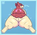 absurd_res agni_(drowzycroaks) ambiguous_gender anthro big_butt blep butt drowzycroaks flesh_fang fur fur_tuft fuzzy generation_2_pokemon half-closed_eyes hi_res looking_at_viewer looking_back looking_back_at_viewer male narrowed_eyes nintendo overweight overweight_male paws pokemon pokemon_(species) rear_view red_body red_fur simple_background thick_thighs tongue tongue_out tuft typhlosion watermark