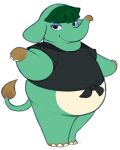 2024 animal_crossing anthro belly big_belly biped black_eyes blue_eyelids bottomless clothed clothing digital_media_(artwork) elephant elephantid female flat_chested full-length_portrait green_body green_hair hair hi_res hoof_hands hooves leg_markings lidded_eyes looking_at_viewer mammal markings nintendo obese obese_anthro obese_female opal_(animal_crossing) overweight overweight_anthro overweight_female portrait proboscidean proboscis_(anatomy) shirt shirt_only simple_background smash-chu smile socks_(marking) solo standing tail three-quarter_view tied_shirt topwear topwear_only trunk_(anatomy) unguligrade white_background